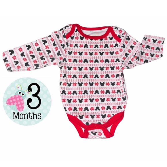 3 month| baby Mickey Mouse red long sleeve onesie - Picture 1 of 11